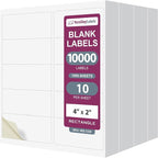 NextDayLabels – 4” x 2” Rectangular Sticker Labels for Printer - White Laser/Inkjet Printer Labels Return Address Labels Shipping Label Stickers (1000 Sheets, 10 Per Sheet, 10000 Labels)