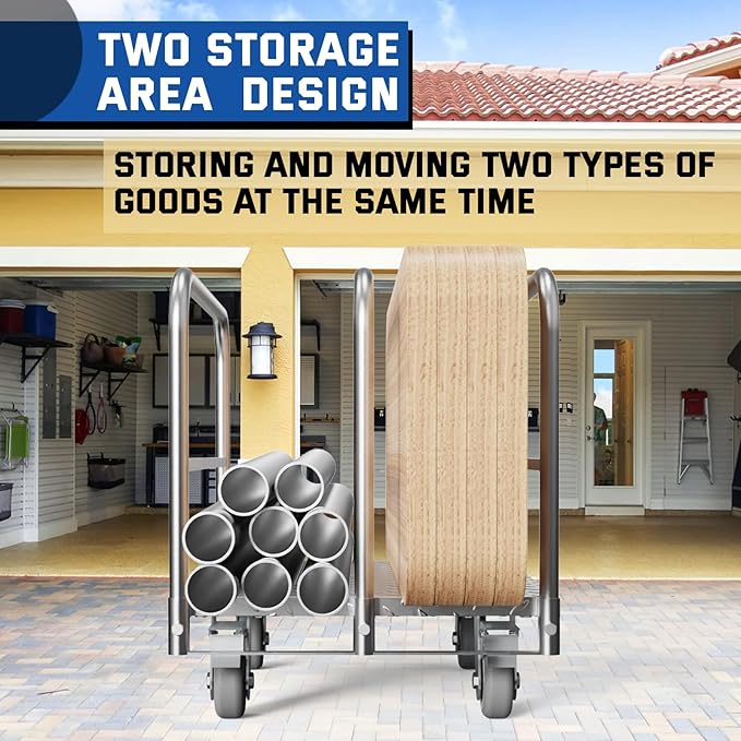 Panel Cart, Heavy Duty Flatbed Cart with 5In Swivel Caster 2000LBS Weight Capacity Lumber Drywall Mattress Cart Transporting Heavy Loads with Ease and Efficiency 2PCS Straps for Platform Truck