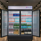 Commercial Beverage Refrigerator Display Fridge,Two Glass Door Upright Merchandiser Drink Cooler with LED Light Adjustable Shelves,46 Cu Ft,ETL Sanitation,(Wheels Not Included)