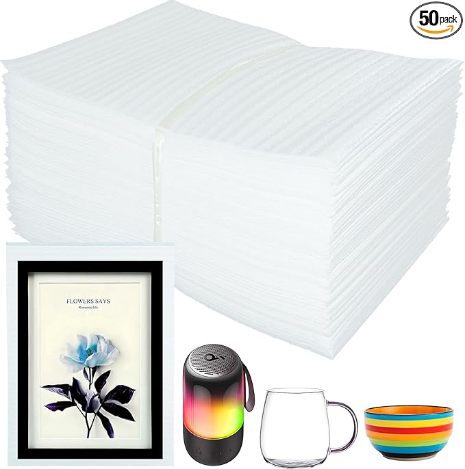 50PCS Cushion Foam Pouches, 12" X 14" Foam Wrap Bag, Foam Pouch for Packing, Moving,Storage and Shipping, Cushioning Moving Supplies for Extra Protecting Fragile Items