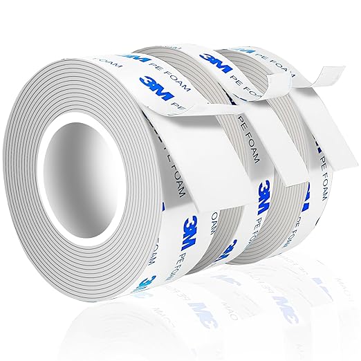 Strongest Double Sided Tape,Waterproof Heavy Duty Mounting Tape Made of 3M PE, Length 29.5 Ft (Width 1.18in & 0.59in), White Strong Adhesive Foam Tape for Walls Decor Picture Strips