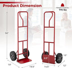 Goplus Hand Truck, P-Handle Hand Truck Dolly w/770LBS Capacity, Vertical Loop Handle, 10” Rubber Wheels, 14.5”x 8.5” Foldable Nose Plate, Heavy Duty Metal Dolly Cart for Lifting, Stairs