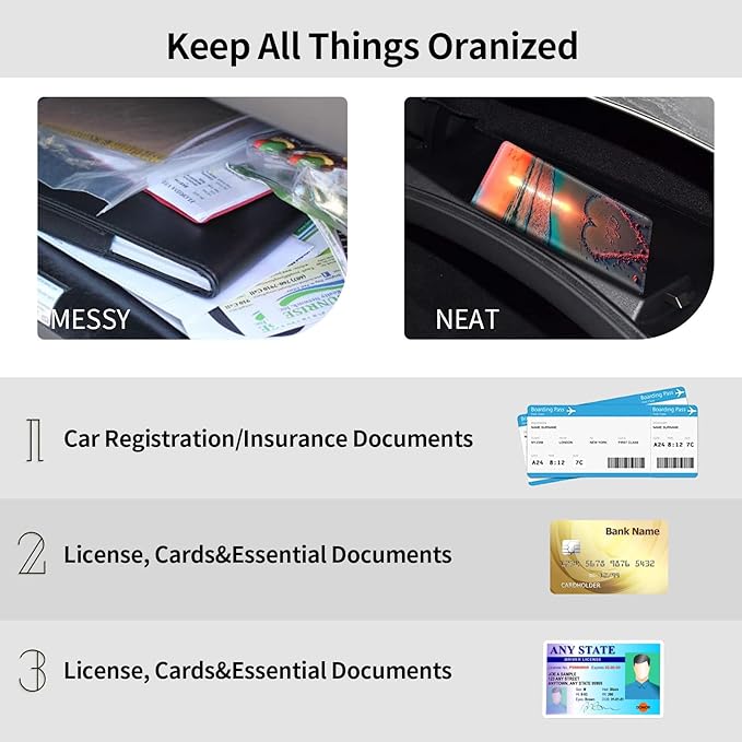 Car Registration and Insurance Holder, Leather Car Glove Box Organizer, Cool Car Accessories for ID, Driver's License Cards & Essential Document,business cards,Men&Womengold orange sand sunset