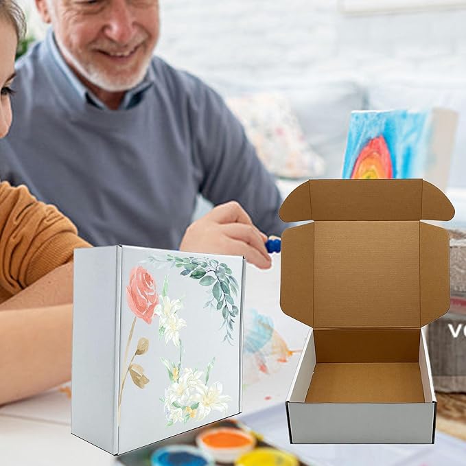 8x8x3 inch Shipping Boxes, White Corrugated Cardboard Box Literature Mailing Shipping Packaging Recyclable Storage Boxes and Craft Gifts Giving Products Business White Box Set of 25 (8''x8''x3'')