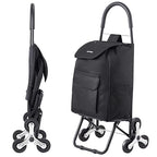 VEVOR Stair Climber Cart, 36L Capacity, Grocery Cart Laundry Stair Climbing Handcart with 6 Wheels & Oxford Cloth Bag, Foldable Stair Climber Hand Truck for Grocery Laundry, Black