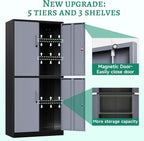 Letaya Metal Storage Cabinets with Lock Door and Shelves, Steel Garage Tool Cabinets for Home,Office, Warehouse,Lockers(71"-Black Gray)