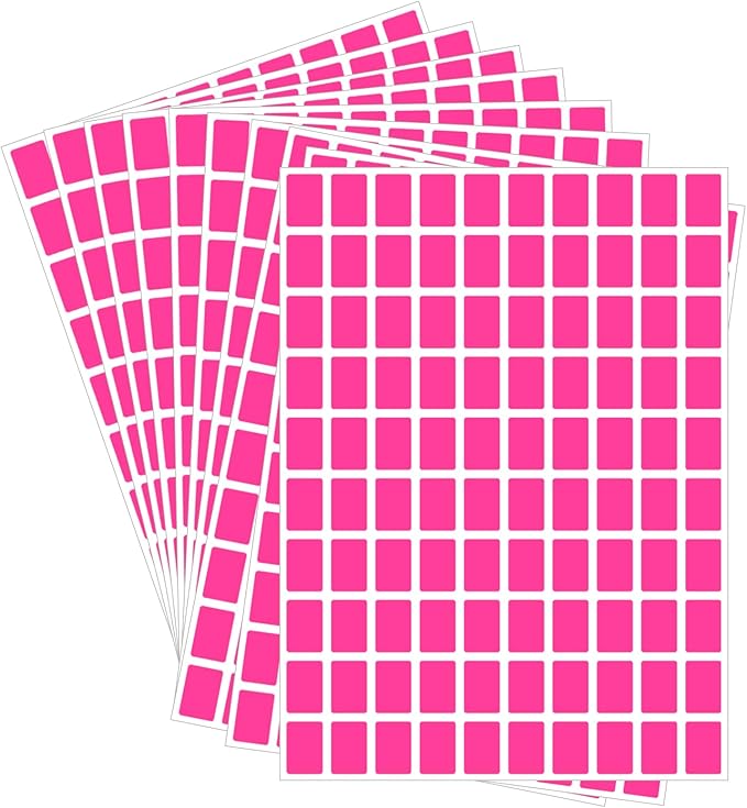 Starboling Color Coding Labels,3000 PCS 1/2" x 3/4" Fluorescent Rose red Rectangular Label,for Garage Sale,Price Tags,File Folder Tabs