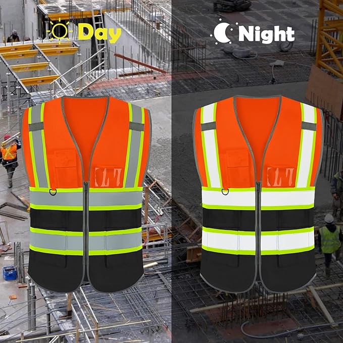 BeautyWill Custom Logo 10/20 Pack Safety Vest Class2 High Visibility Vest with Pockets Breathable Construction Vest Bulk