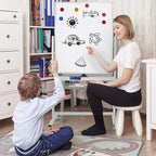 40" x 28" Mobile Dry Erase Whiteboard Double-Sided White Boards on Wheels Flip-Over Magnetic Rolling Whiteboard with Stand, Aluminium Frame