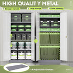 Crownland 72" Metal Storage Cabinet, Lockable Garage Cabinets, High Office Storage Cabinet with Adjustable Shelves for Garage, Home Office, Classroom, Pantry, File(Grey White-Narrow Size)