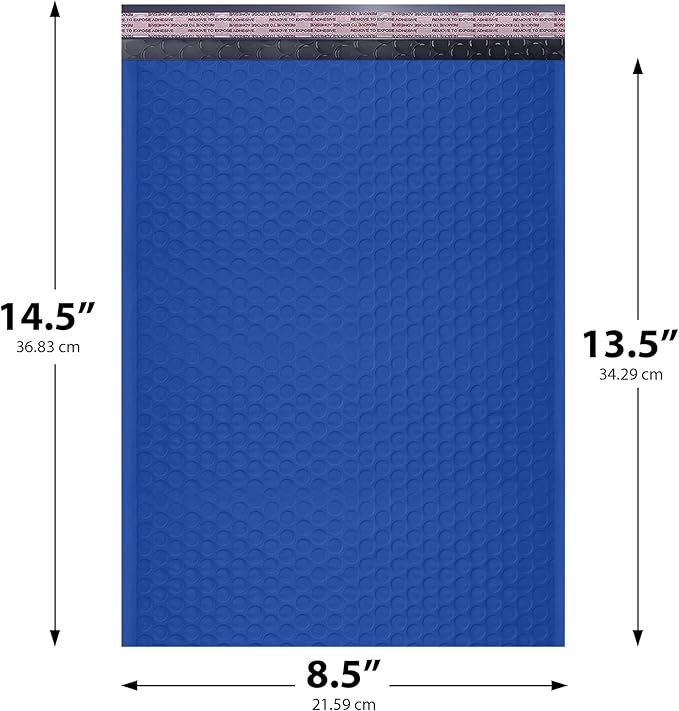 Royal Blue Poly Bubble Mailers 8.5x14.5 inch #3 | Self Seal Padded Envelopes | Cushioned Bubble Mailer | Usable Size 8.5x13.5 | WaterProof | Lightweight mailing Shipping Bags | 100 Pack Bulk