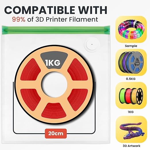 3D Printer Filament Storage Bags Vacuum Storage Bags Kit 3D Printer Accessories with Storage Bags (13x15 inches), Desiccants, Auto Pump, Sealing Clips, Humidity Resistant (10 Bags + Electric Pump)
