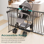 Cumbor 29.7-57" Extra Wide Baby Gate for Stairs, Mom's Choice Awards Winner-Dog Gate for Doorways, Pressure Mounted Walk Through Safety Child Gate for Kids Toddler, Tall Pet Puppy Fence Gate, Black