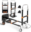 3 in1 Heavy Duty Convertible Hand Truck Dolly Cart, Folding Trolley Cart with Wheels, 600lbs Capacity for Transport Moving in Warehouse, Supermarket, Equipment (Orange)