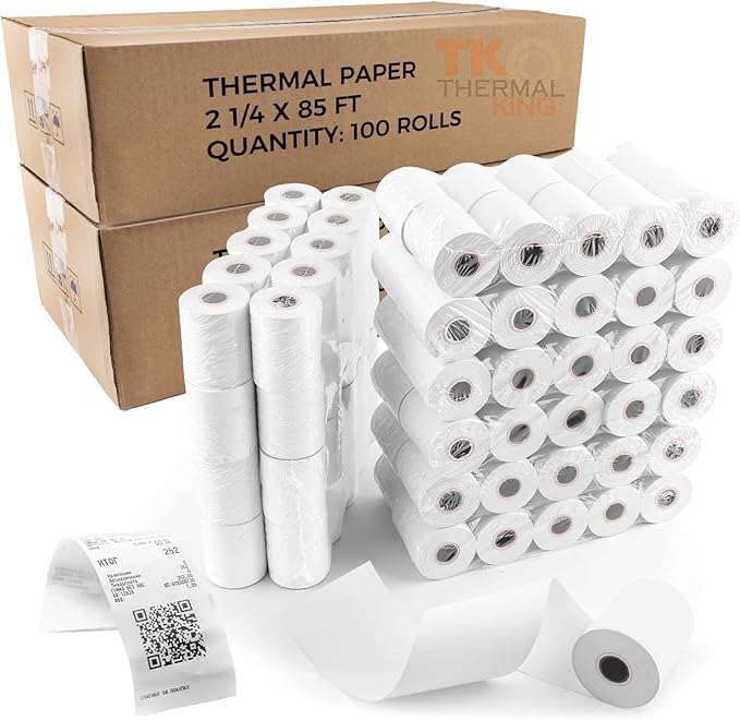 (200 Rolls) 2 1/4" x 85' Thermal Paper, POS Receipt Paper for Retail Business Cash Register, Fits Most Credit Card Terminal