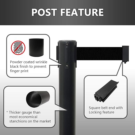 VIP Crowd Control Retractable Belt Stanchion Queue Safety Barrier Set, 36" Ht, 78" Belt + Wall Bracket (6 Mirror Posts Red Belt + SFrame + WBracket)