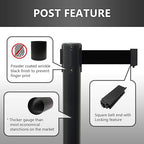VIP Crowd Control Retractable Belt Stanchion Queue Safety Barrier Set, 36" Ht, 78" Red Belt (2 Posts)