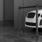 6-Pack Black Stanchion Posts with Retractable Belts, Hollow Sand-Fillable Base for Maximum Stability, Crowd Control Queue Barriers for Theaters, Parties, Weddings, Exhibitions