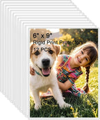 12PCS 6" x 9" Clear Rigid Card Sleeves – Waterproof Hard Plastic Protectors for Postcards, Prints, Photos, Trading & Sports Cards – Top Load Jumbo Sheet Holders