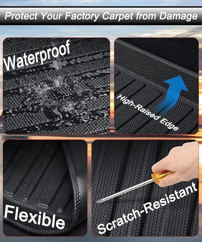 Aiqiying Floor Mats Compatible with Ford Escape 2013-2019 Models，All Weather Carpet Liners Waterproof Durable Custom-Fit Front Rear Full Set Protection TPE Accessories