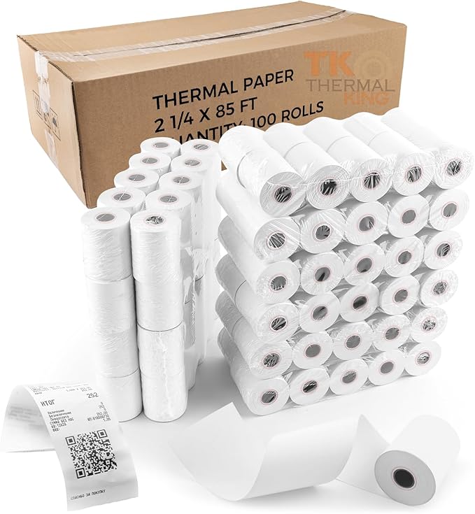 (100 Rolls) 2 1/4" x 85' Thermal Paper, POS Receipt Paper for Retail Business Cash Register, Fits Most Credit Card Terminal