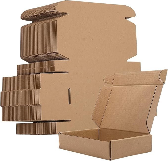 50 Pack Small Shipping Boxes,Brown Corrugated Cardboard Boxes,Internal size:5.5x3.7x1.25inches,Recyclable Corrugated Mailer Boxes for Small Bussiness Packing and Mailing