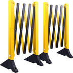 8.5' Ft Expandable Barriers, Yellow Black Extensible Mobile Barricades, Flexible Crowd Control Barriers Guard with Heavy-Duty Rubber Base, Portable Retractable Traffic Fence (2)