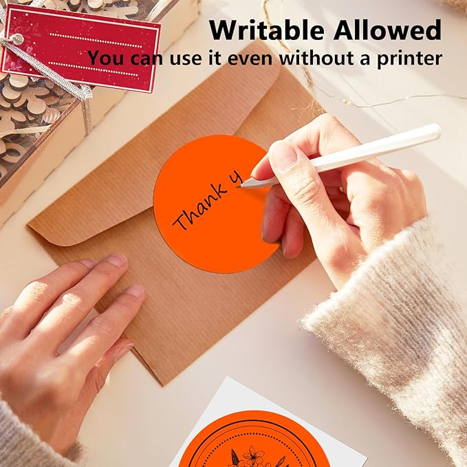 3 X 3 Inch Round Thermal Labels Circle Color Coding Labels Printable Waterproof 500PCS Round Stickers Adhesive Writable for Home, Garage, DIY Sticker, Barcodes,4 Rolls of Fluorescent Orange