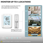 Indoor Outdoor Thermometer Wireless Battery Operated Weather Station Wireless External Temperature Humidity Monitor with 2 Outdoor Remote Sensors, 330 Feet Range (BR-E3-002)