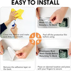 Faittoo Employees Must Wash Hands Before Returning to Work Sign, (8 Pack) Rust Free Brushed Aluminum Sign with Symbols, Self-adhesive, for Restaurant, Salons, Hotel, Rest Stops, Public Restrooms