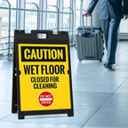 Caution Wet Floor Closed For Cleaning Do Not Enter Sidewalk Sign Kit, 18x24 Inches, With A Frame Stand, Made in USA