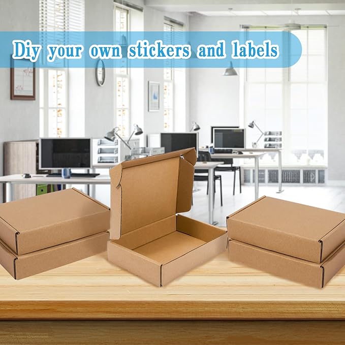 50 Pack Small Corrugated Cardboard Boxes for Packing and Mailing, Literature Mailer (Internal Size: 6x4x1 Inch)
