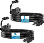 K KASONIC - 3 Feet Outdoor Extension Cords, ETL Listed, SJTW 16AWG/13A 3 Prong Power Cord Extension for Home or Office Use, 2 Pack