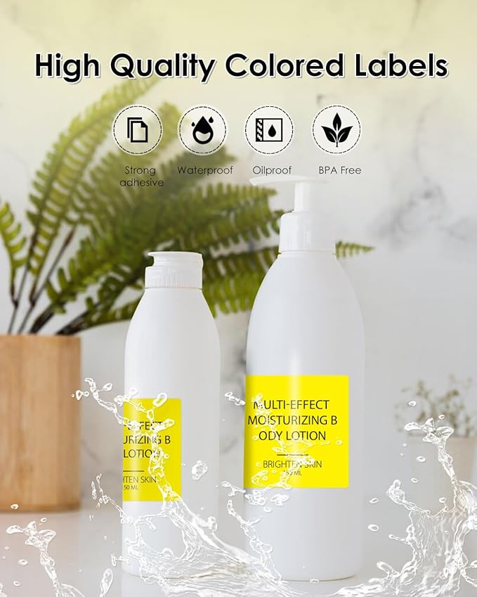 iEager Yellow Square Thermal Label Stickers, 2"x2" Self-Adhesive Square Direct Thermal Labels with Perforation Line, 500 Sheets/Roll
