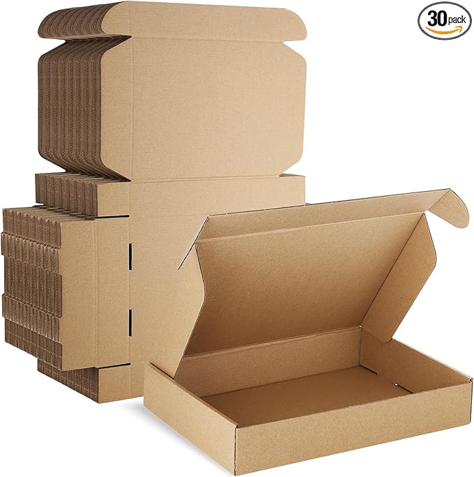 Famagic Shipping Boxes 11x8x2 Inch 30 Pack Brown Small Box Corrugated Cardboard Mailers Boxes for Book Gift Packaging Small Business, Mailing Boxes for Shipping