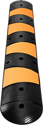 VEVOR Rubber Speed Bump, 1 Pack 2 Channel Speed Bump Hump, 72" Long Modular Speed Bump Rated 22000 LBS Loading, 72.8 x 12.2 x 2.2 Garage Speed Bump for Asphalt Concrete Gravel Driveway with 2 End Cap