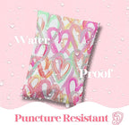14.5x19 Designer Poly Mailer 100 Pack Heavy Duty Waterproof Self Seal Shipping Bags for Small Business Large Mailing Envelopes Bulk Tear Resistant Cute Packaging Happy Hearts