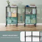 3 Tier Shelf Metal Storage Shelves Wire Rack Closet Organizers with Wheel for Garage Kitchen Bathroom Laundry Black 11.8" D x 17.7" W x 29.8" H