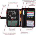 Glove Box Compartment Organizer - Car Document Holder - Owner Manual Case Pouch - Vehicle Storage Wallet for Registration & Insurance Card - Premium Auto Paperwork Holder - Log Book included - Black
