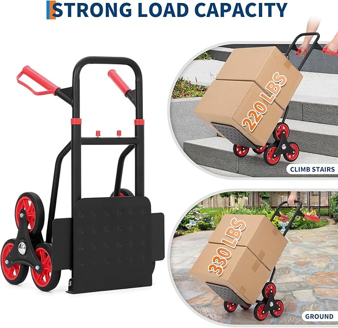3 in 1 Industrial Convertible Stair Climbing Cart,1000 LBS Capacity Folding Hand Truck Dolly Cart with Telescoping Handle and 2 Elastic Rope for Transport & Moving in Warehouse, Home, Supermarket