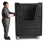 Meese 72P Commercial Laundry Linen Truck Cart, Polyethylene (HDPE), Poly Base, Bulk-Trux Mobile Laundry Cart with Two Swivel & Two Rigid Wheels, 38-Bushel / 48 Cu. Ft. Capacity, Black