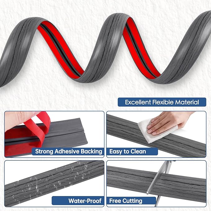 Floor Cord Cover for Wires on Floor Self Adhesive Cord Hider Floor Cable Management Wire Covers for Cords Protector Prevent Cable Trips Cord Cavity W 0.47" x H 0.27", Deep Gray Wood, 10Ft