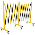 GCCSJ Expandable Metal Barricade with Wheels, 16.4 Feet Long Folding Security Gate, Retractable Metal Barrier for Construction Site Elevator Traffic Control Garage, Yellow Black