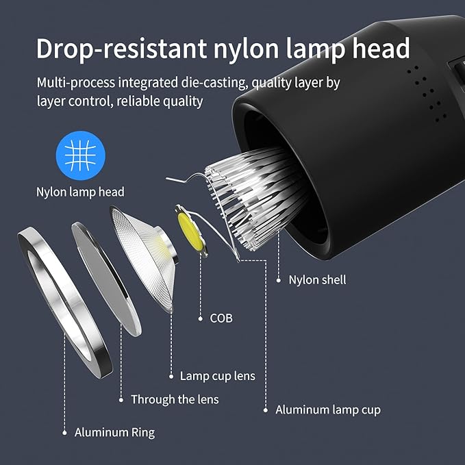 LED Work Lights, 450 lumens COB lamp Beads, Flexible gooseneck Lights, Screw-Fixed Base Drill Lights, Suitable for Lighting Machine Tools, Lathe workbenches, etc.