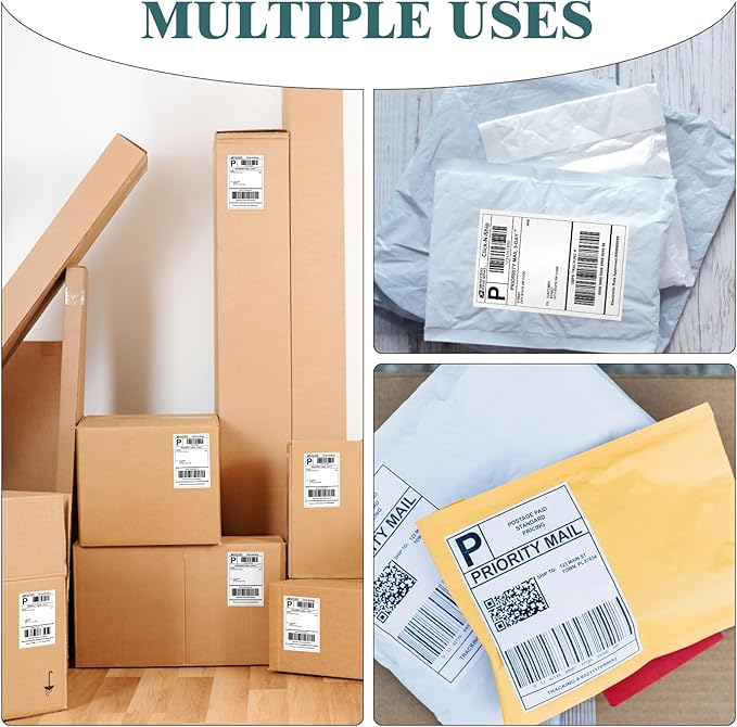 L LIKED 2500 PCS 4"x6" Thermal Shipping Labels, 250 Labels/Roll, White Perforated & Strong Adhesive Direct Thermal Labels, Compatible with Zebra, Rollo (10 Rolls)