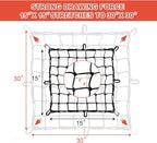Cargo Net Motorcycle Fuel Tank Net Natural Latex Core, 15"x 15" Extends to 30"x 30" with 2"x 2" Mesh for Motorcycle Helmets, Bikes, ATVs, UTVs, Luggage (Black, 2 Pack)