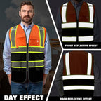 Custom Safety Vest with Logo Pockets High Visibility Reflective Vests Construction Security Workwear