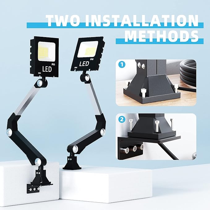 3000 Lumens LED Machine Light with 1M Cable, Adjustable Gooseneck Arm & Screw Base for Drill Press, Lathe, Workbench, Garage