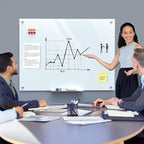 MaxGear Glass Whiteboard 48x36 Inches Wall Mounted, Magnetic White Board with 1 Eraser, 1 Accessory Tray, 4 Markers and 6 Magnets, Large Frameless Dry Erase Board for Office, School, Home