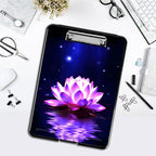 Clipboard with Storage,Office Supplies Nursing Clipboards Folder with Pen Holder Plastic Foldable Clip Board with Storage for Nurse Teacher,Purple Lotus